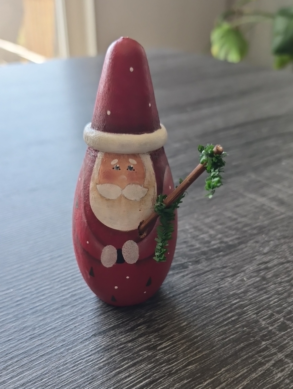 Vntg Hand-Painted Red Santa Holiday Figurine Gourd